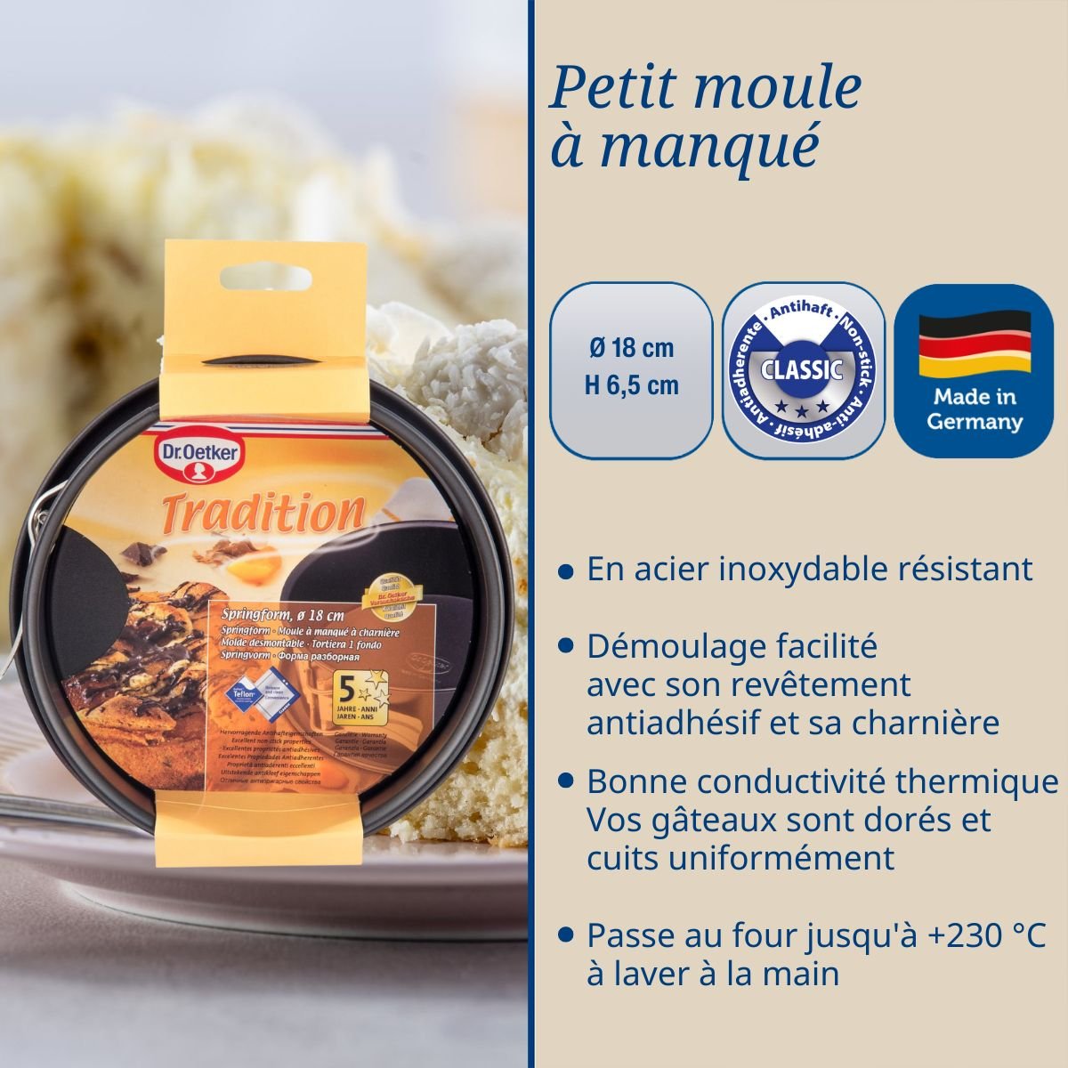 Lot de 2 moules à gâteaux 18/18 cm en acier TRADITION noir, DR OETKER