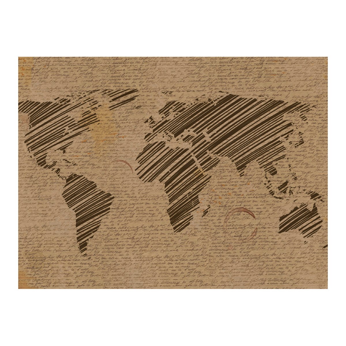 Papier peint intissé panoramique Carte du monde Notes from journeys multicouleur, EDEN