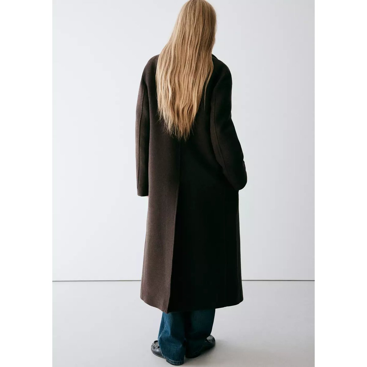 Manteau laine Manteco ceinture marron, MANGO