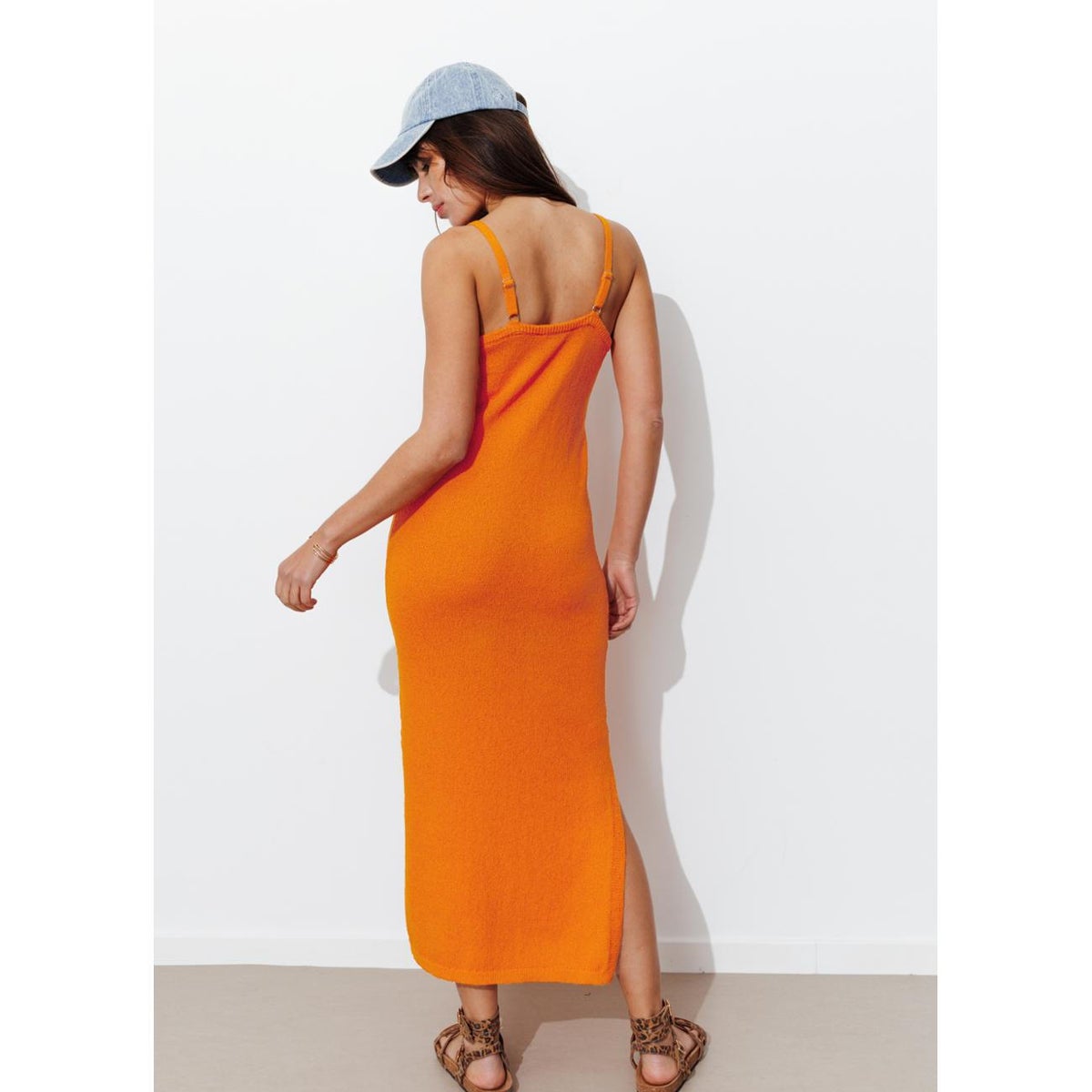 Robe longue en maille orange, PROMOD