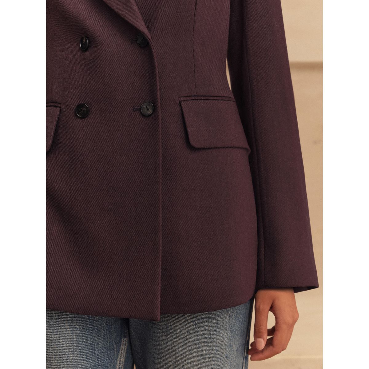 Blazer en mélange de twill et laine n. violet, NEXT