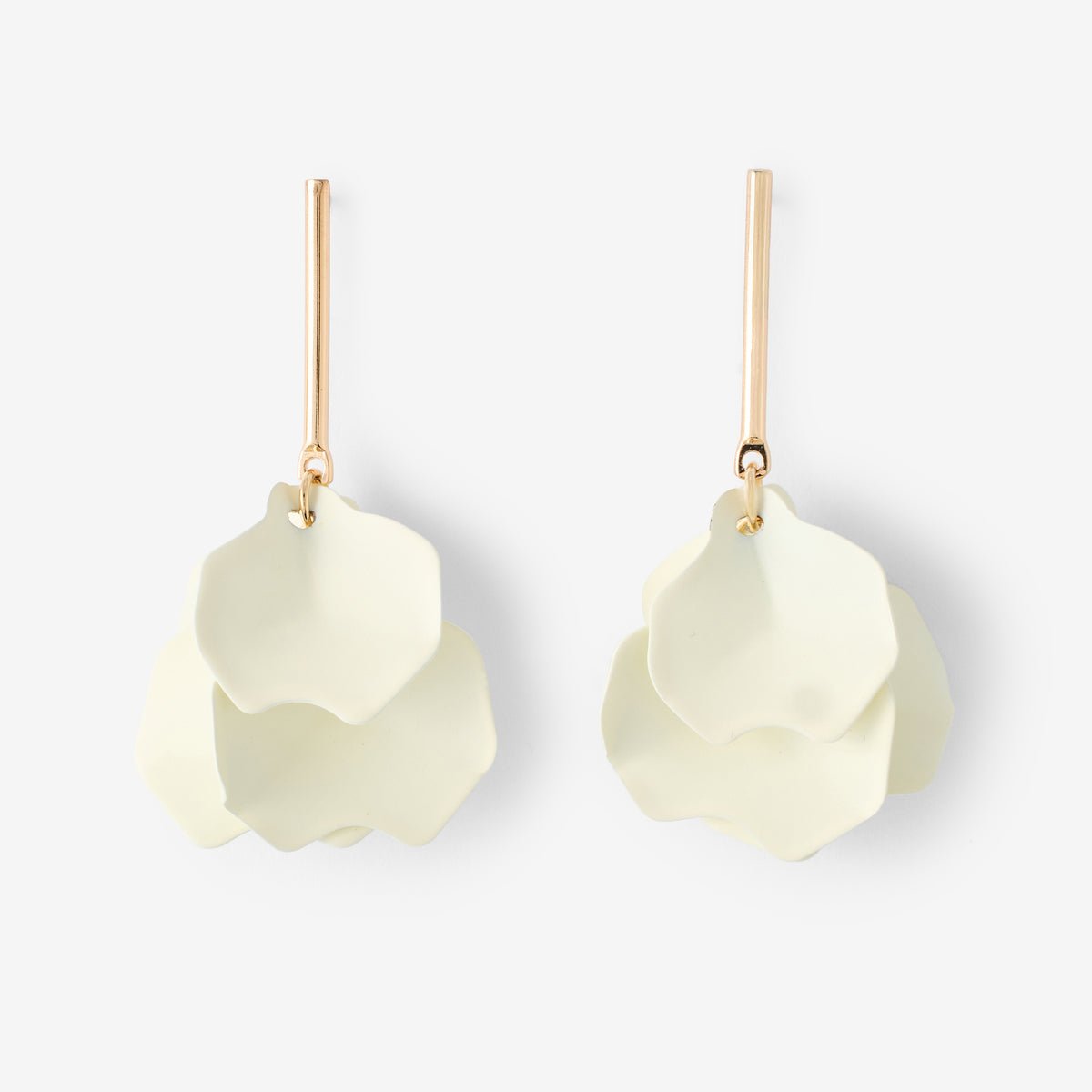 Boucles d'oreilles pendantes pétales ivoires blanc, BALABOOSTE