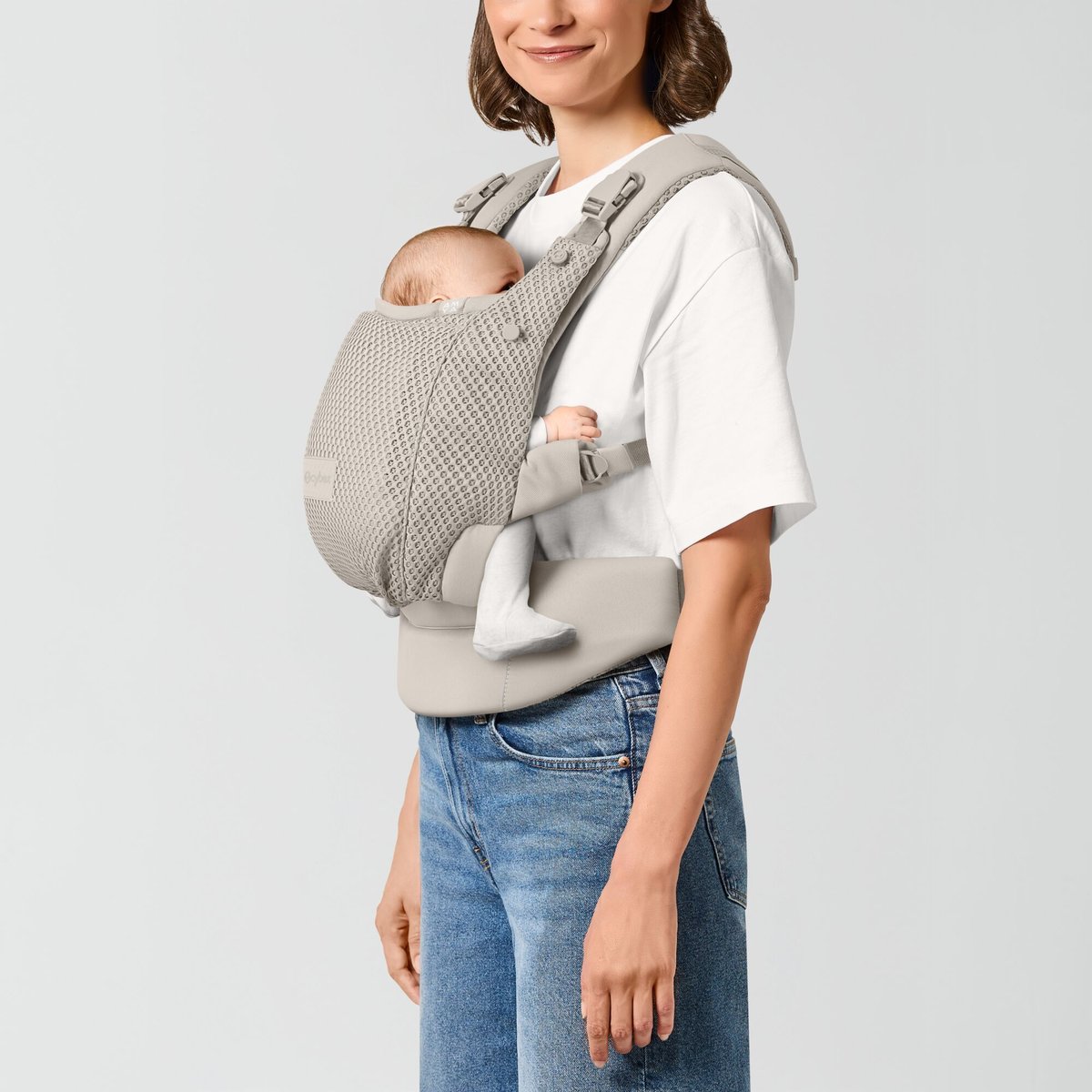 Porte-bébé ergonomique Amya évolutif bébé respirant gris dune grey, CYBEX