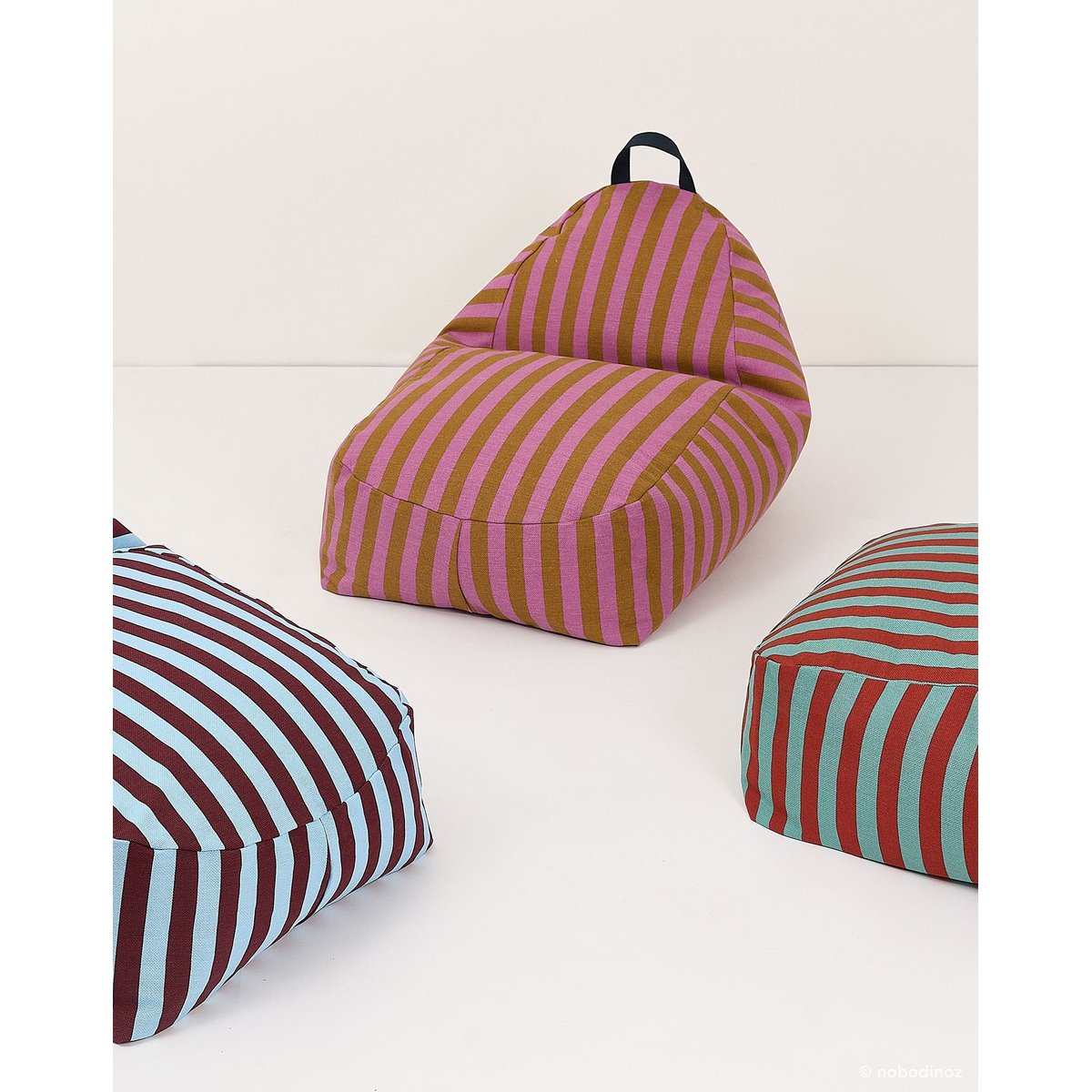 Pouf long - taille enfant - Bliss pink curry stripes, NOBODINOZ