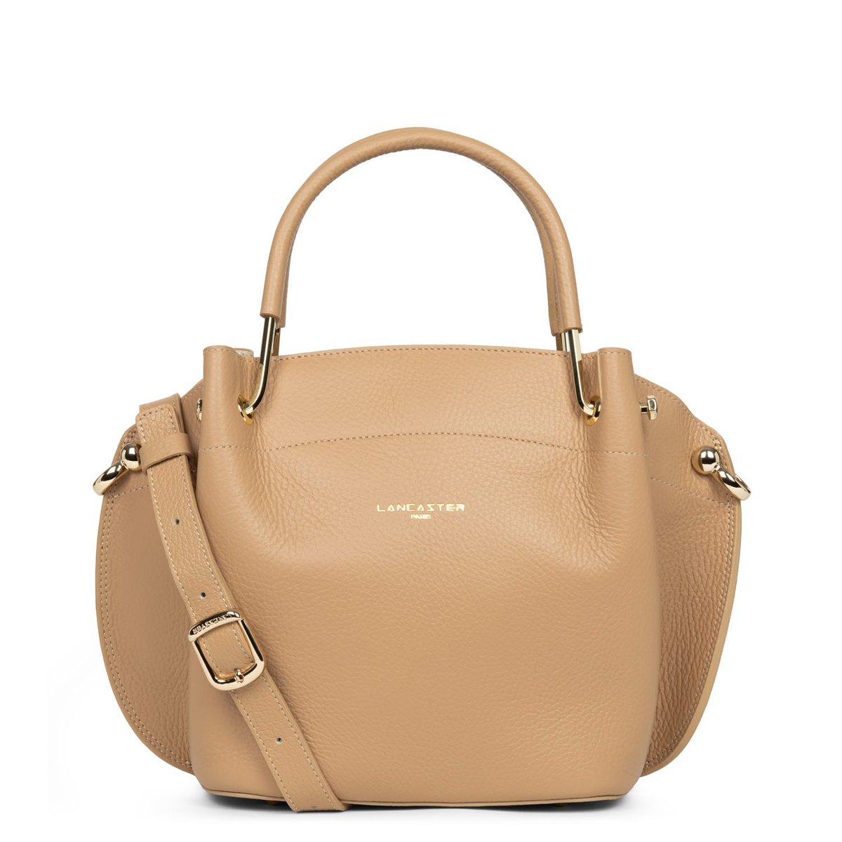 Sac à main en cuir grainé LOUISA FOULONNE DOUBLE naturel - in - beige, LANCASTER