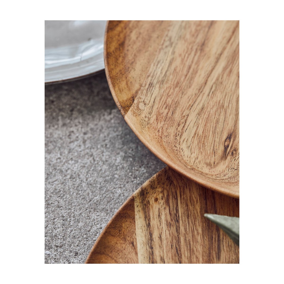 Plateaux rond  Wood 25 cm lot de 2 naturel, HOUSE DOCTOR