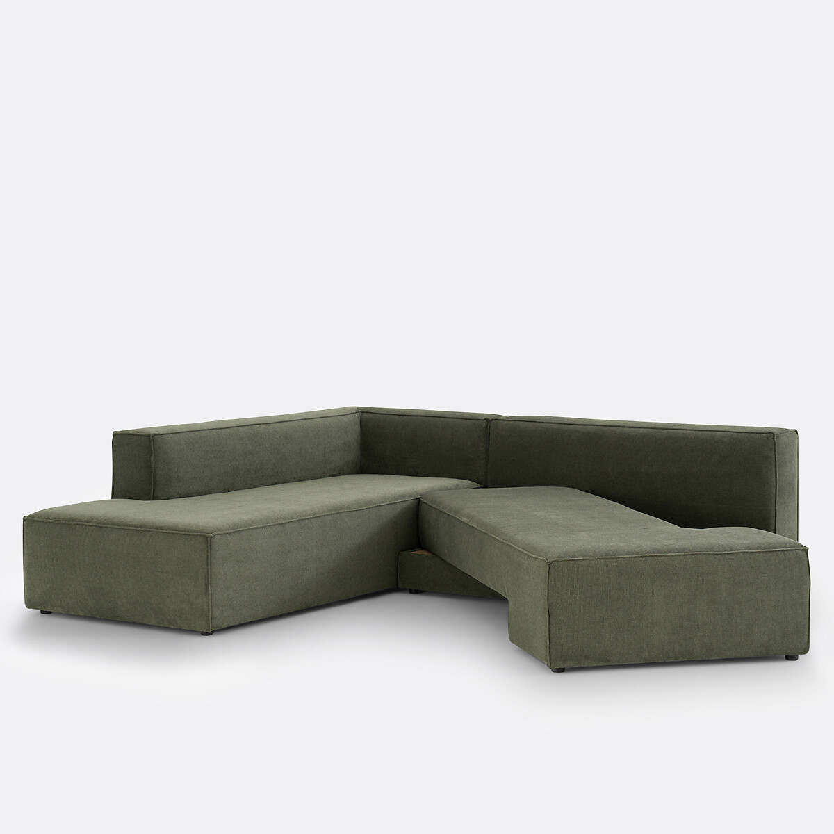 Canapé angle convertible polyester texturé, Ginosa vert forêt, LA REDOUTE INTERIEURS