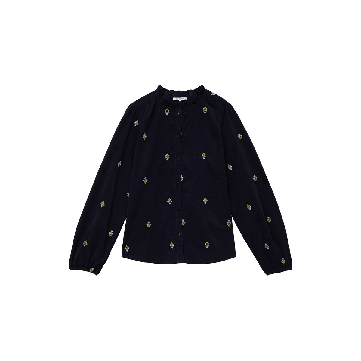 Chemise en coton avec broderie bleu marine, BONOBO