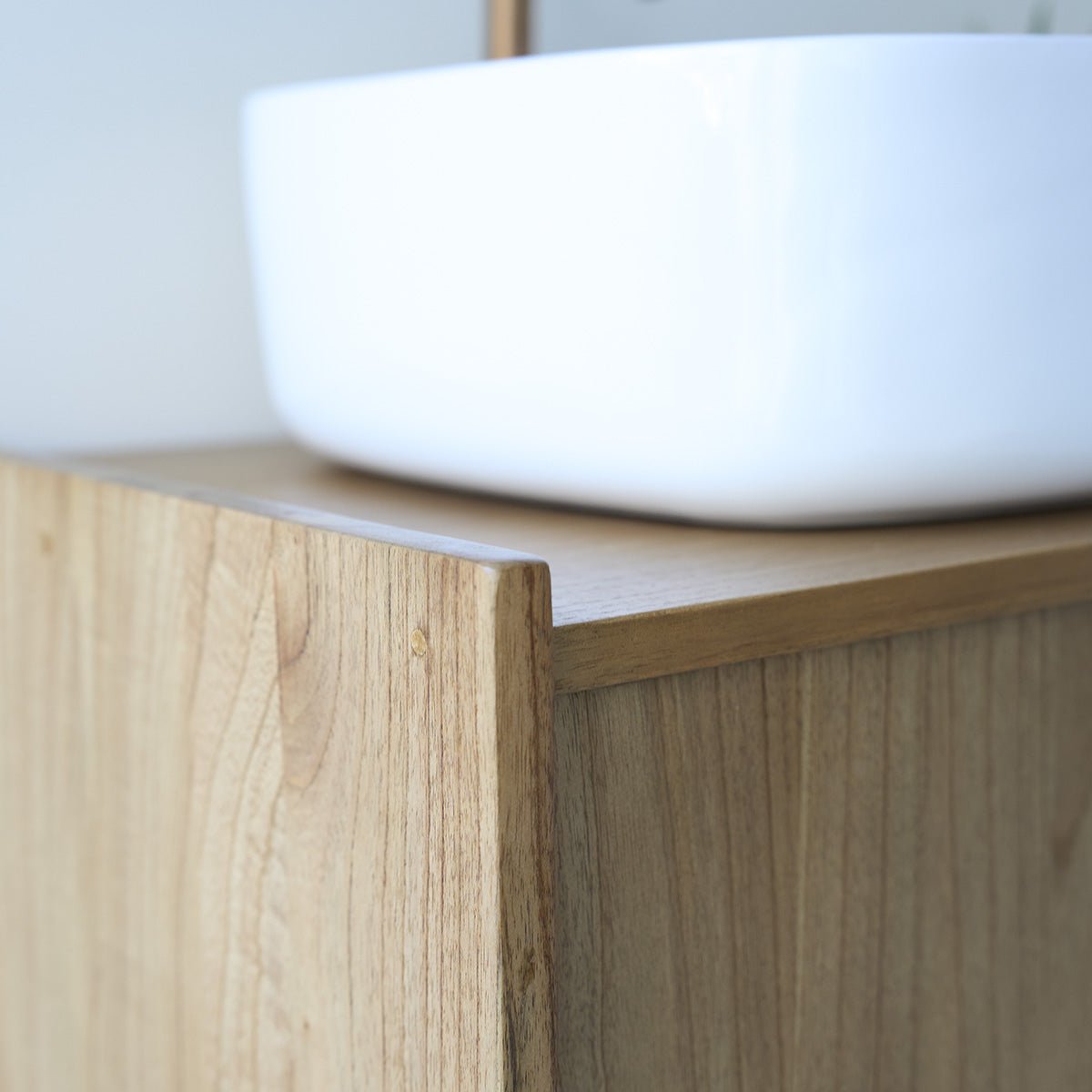 Meuble sous vasque en bois massif 135 cm FIFTIES naturel, BERAH GETAH
