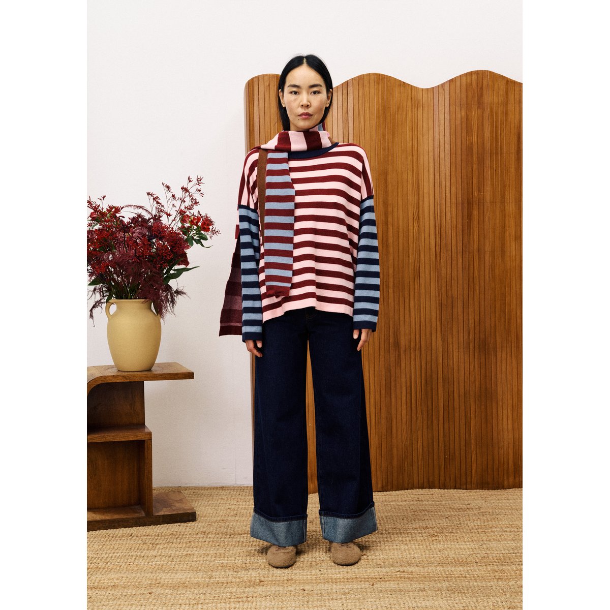 Set de pull-echarpe PERSAN Rose rose, FRNCH