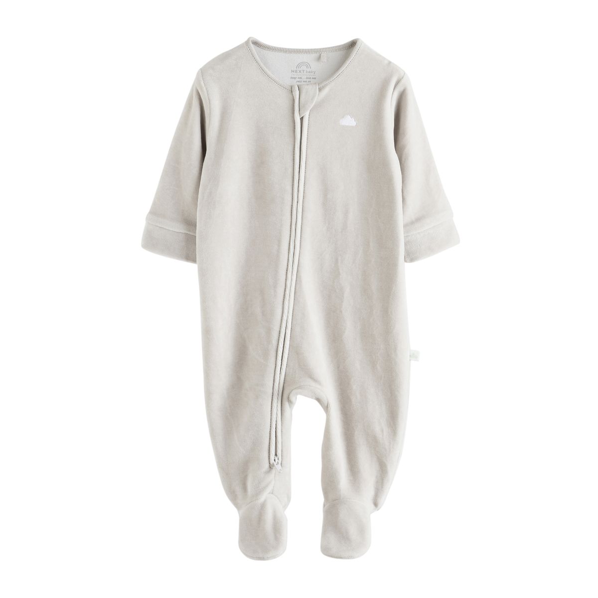 Grenouillère en velours à zip bébé, lot de 2 gris, NEXT