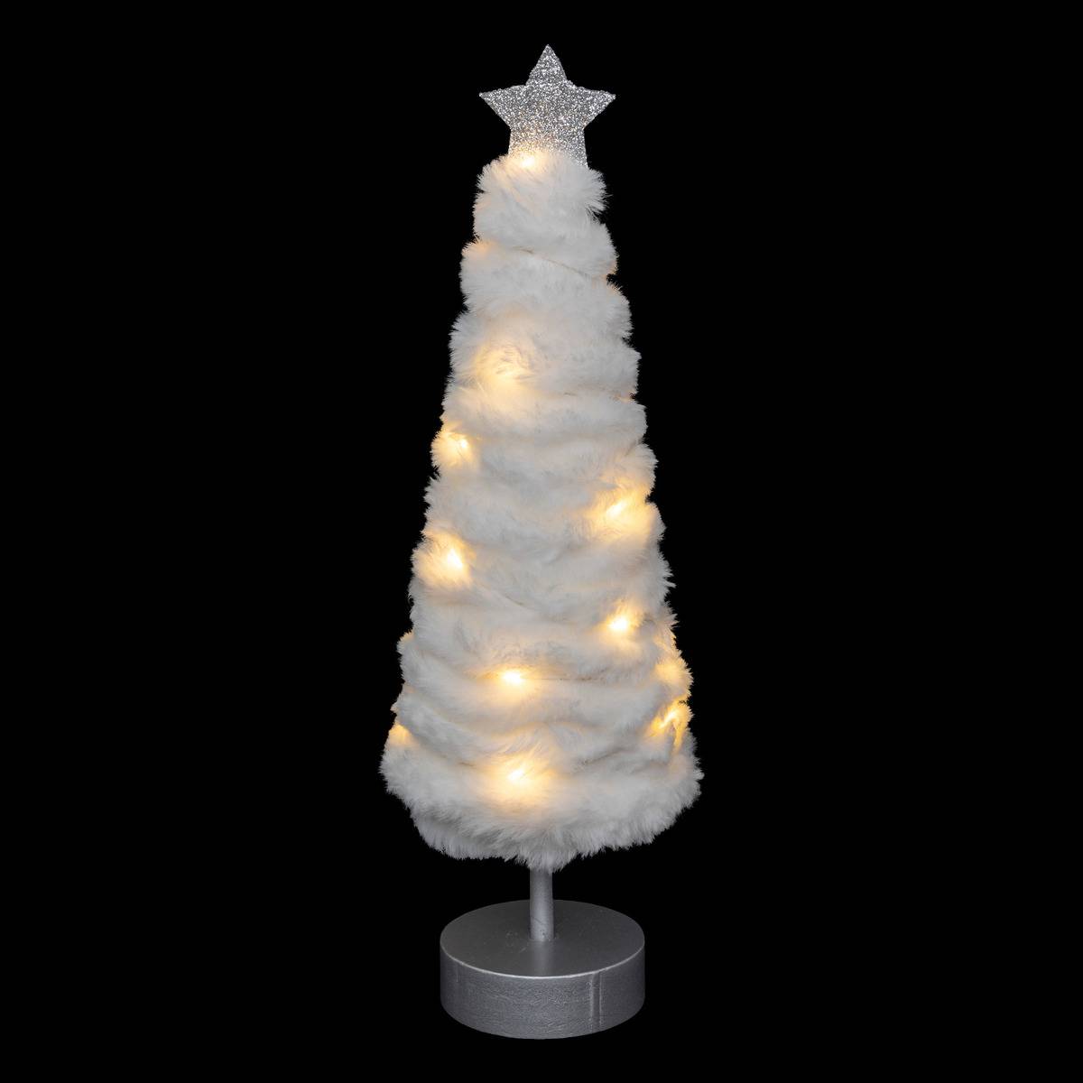 Sapin avec imitation fourrure LED 38 cm blanc, FEERIC LIGHTS & CHRISTMAS