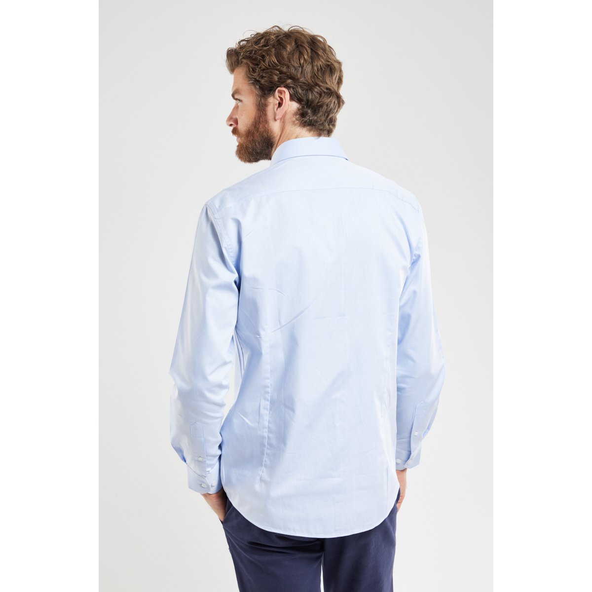 Chemise coupe ajustée en coton blue, ARMOR-LUX