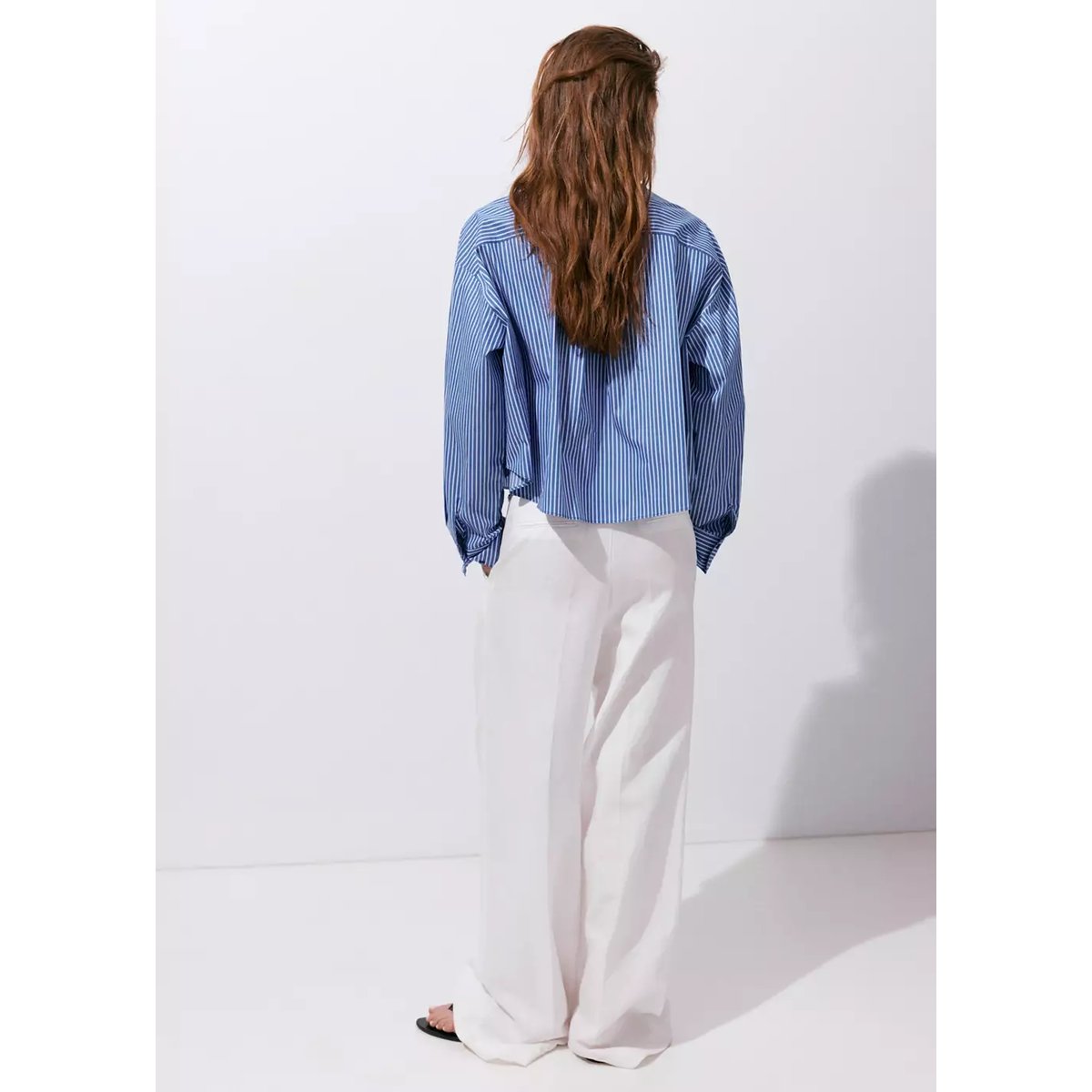 Chemise rayée poche bleu, MANGO