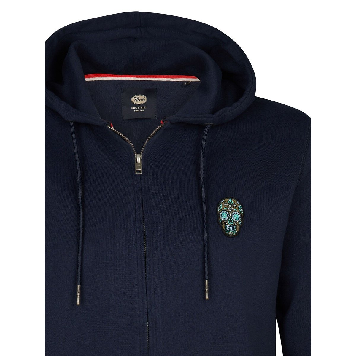 Felpa con cappuccio e teschio blu marino, PETROL INDUSTRIES