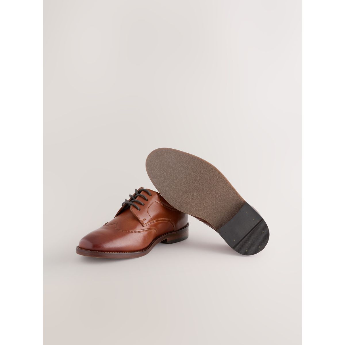 Chaussures en cuir à lacets et bout golf marron fauve, NEXT