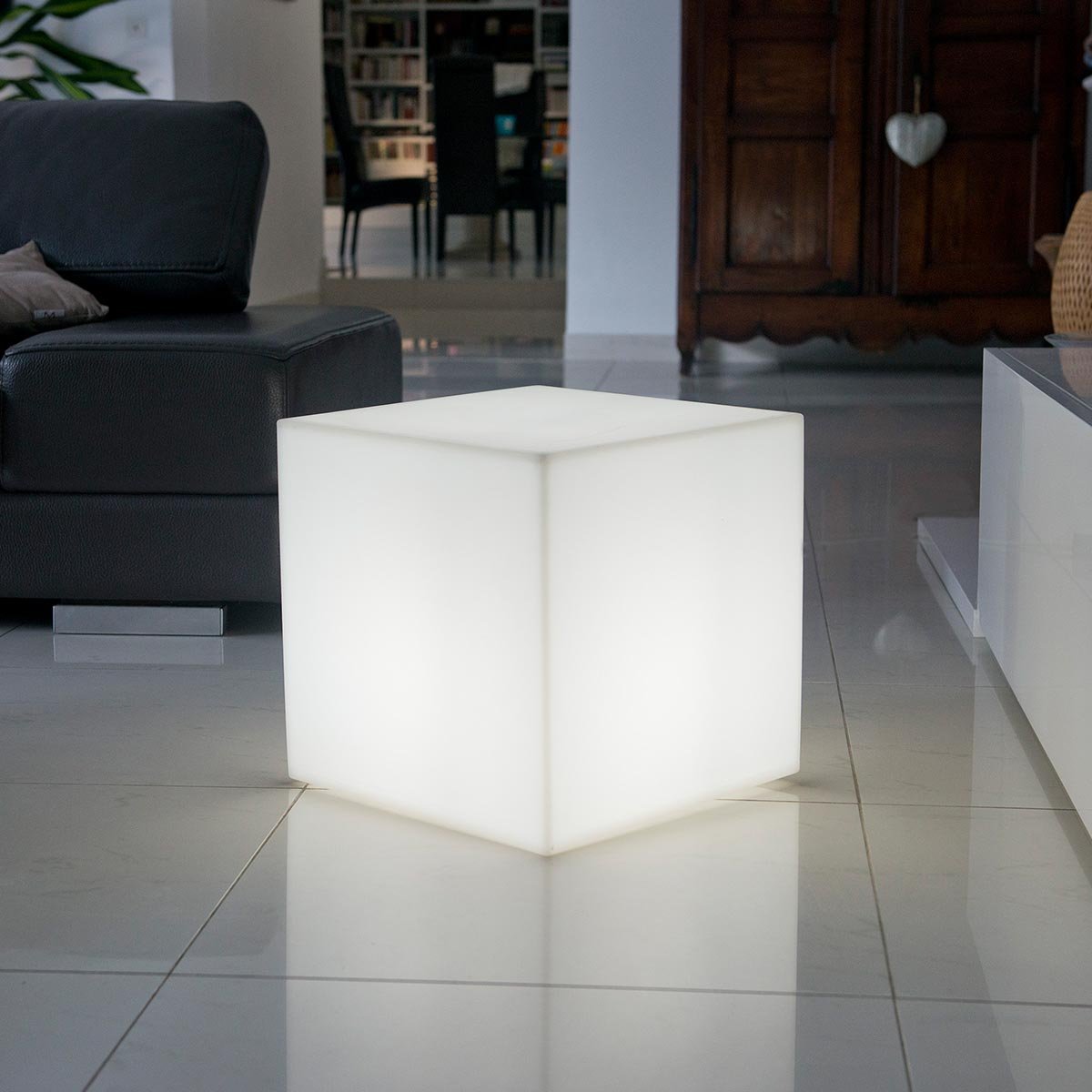 Cube lumineux secteur CARRY 40 blanc, LUMISKY