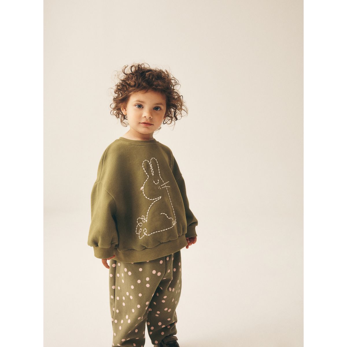 Ensemble sweat et pantalon bouffant lapin vert kaki, NEXT