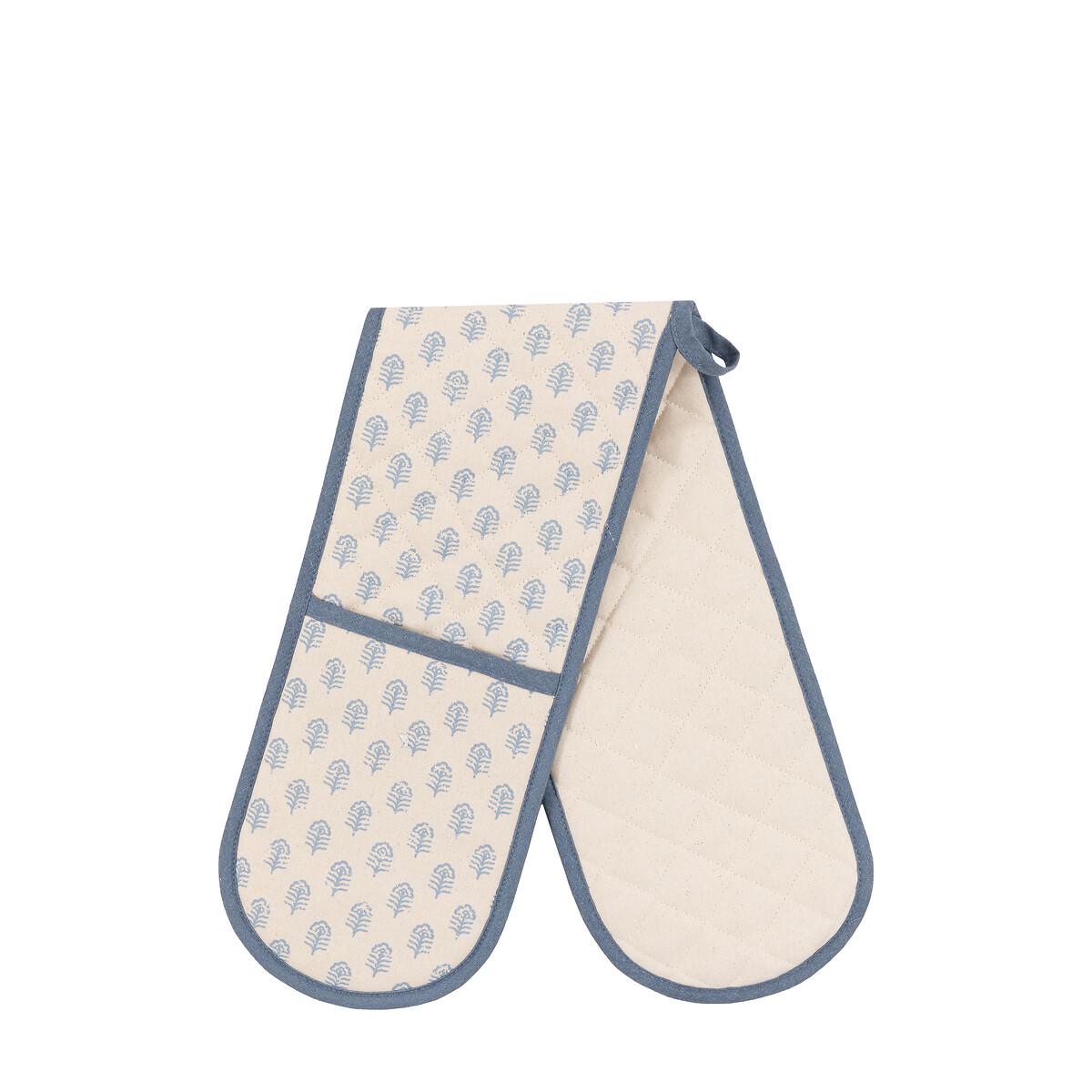 Flora Floral Stamp Double Oven Glove blue, ÉDITÉ