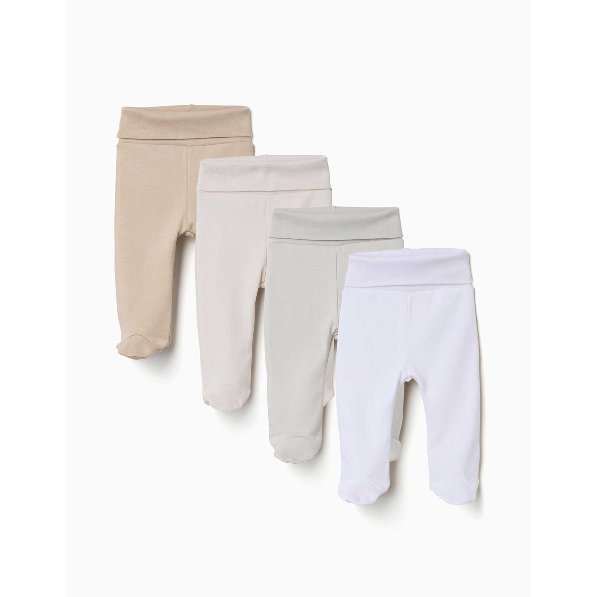 Lot de 4 pantalons à pieds en coton peigné multicolore, ZIPPY