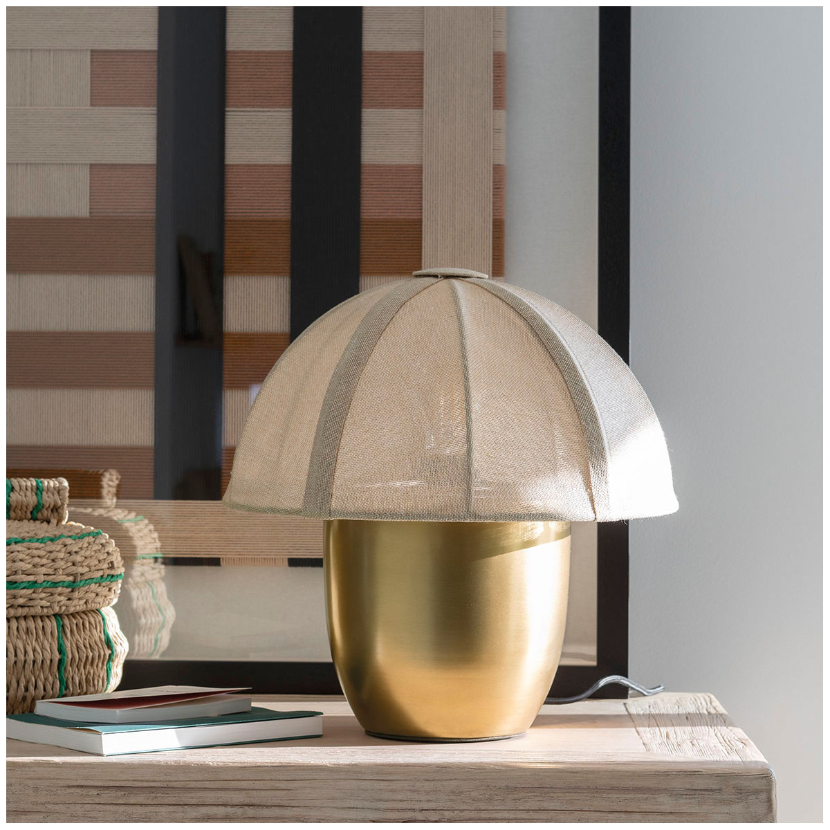 Lampe HÉLOÏSE métal et AJ tissu v300233, BLANC D’IVOIRE