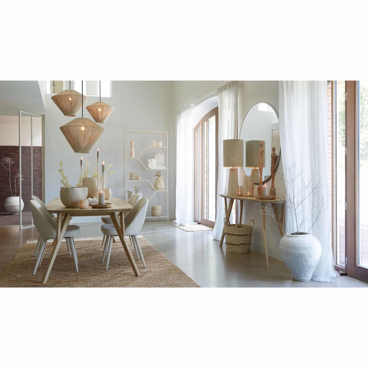 Lampe Suspendue Textiles FELIDA crème, LIGHT & LIVING 