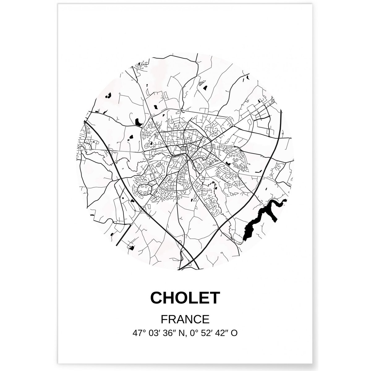 Affiche Carte Cholet blanc, L'AFFICHERIE