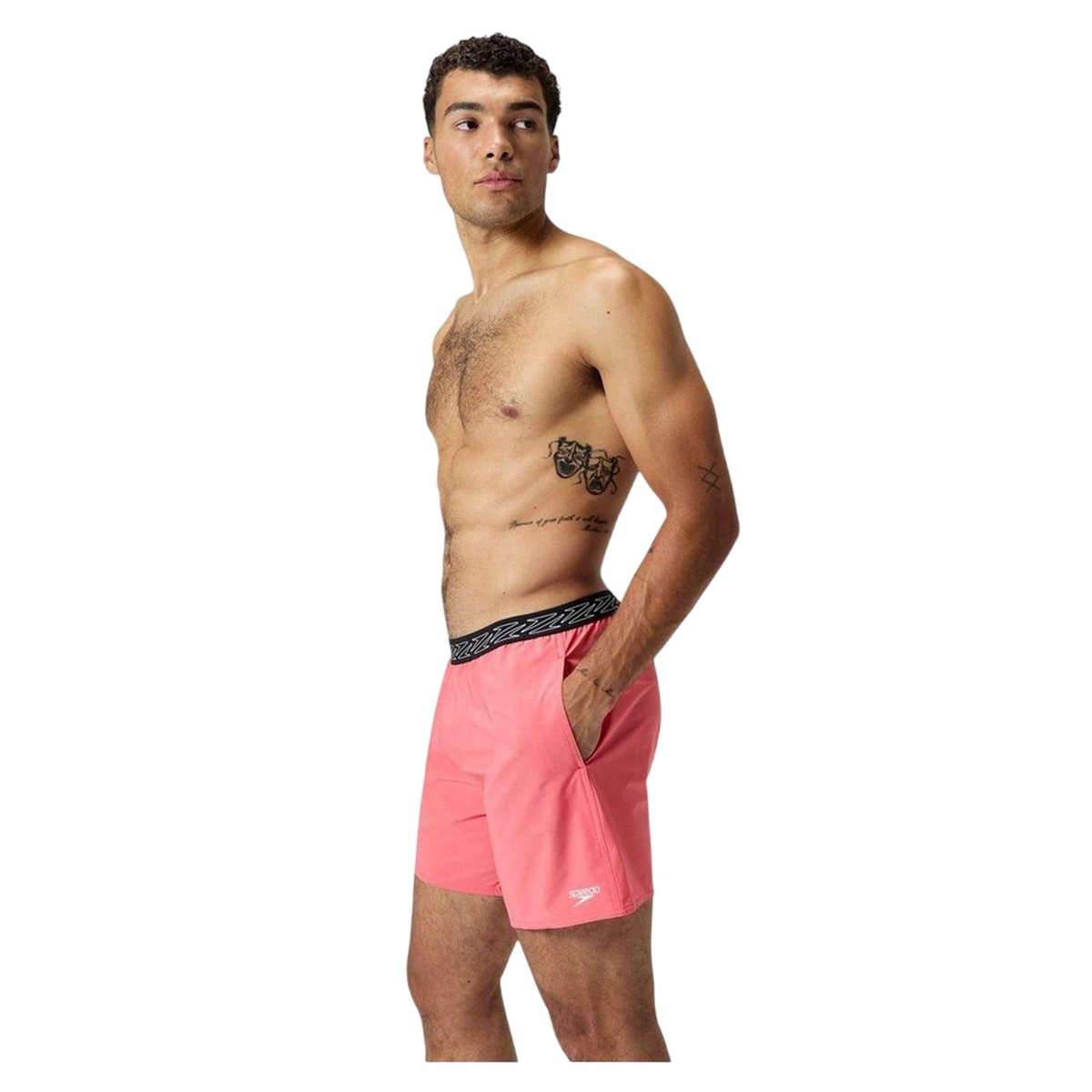 Short de bain à taille élastiquée motif/style zig-zag sur bande de taille HYPERBOOM corail, SPEEDO