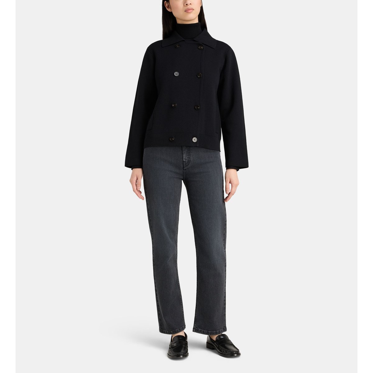 Veste droite osmond maille double boutonnage noir, JODHPUR