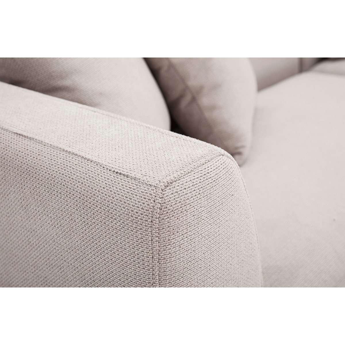Canapé d'angle droit 4 places en tissu chenille beige et métal noir IVAR beige, MILIBOO