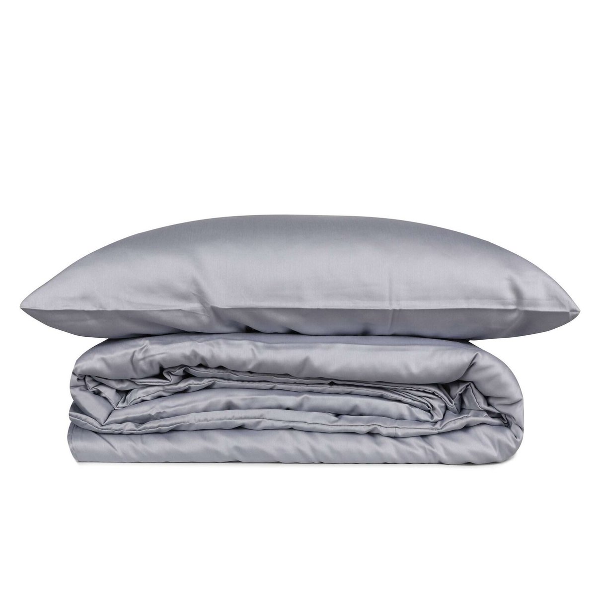 Parure housse de couette satin de coton unie, Elegant gris, C DESIGN HOME TEXTILE
