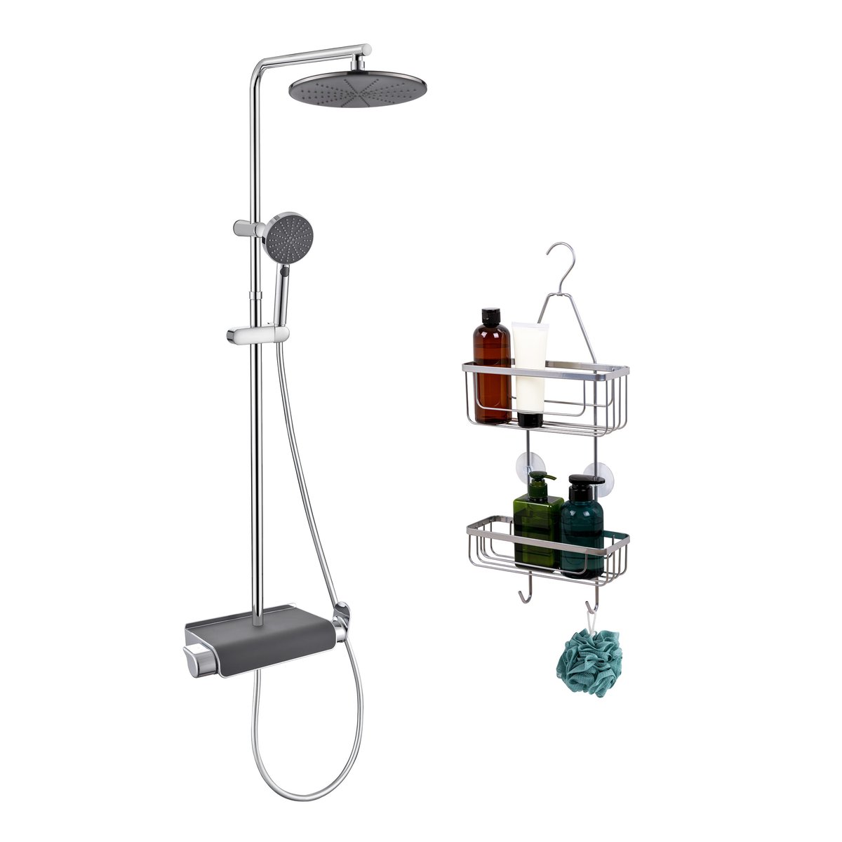 Colonne de douche mécanique et étagère, EASY chrome, SENSEA
