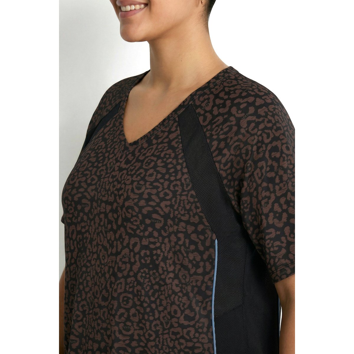 T-shirt technique avec matière recyclée marron, ULLA POPKEN