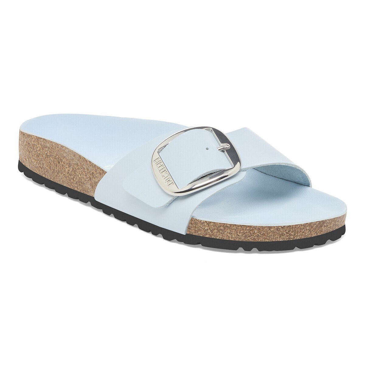 Mules Madrid Big Buckle High Shine bleu ciel, BIRKENSTOCK