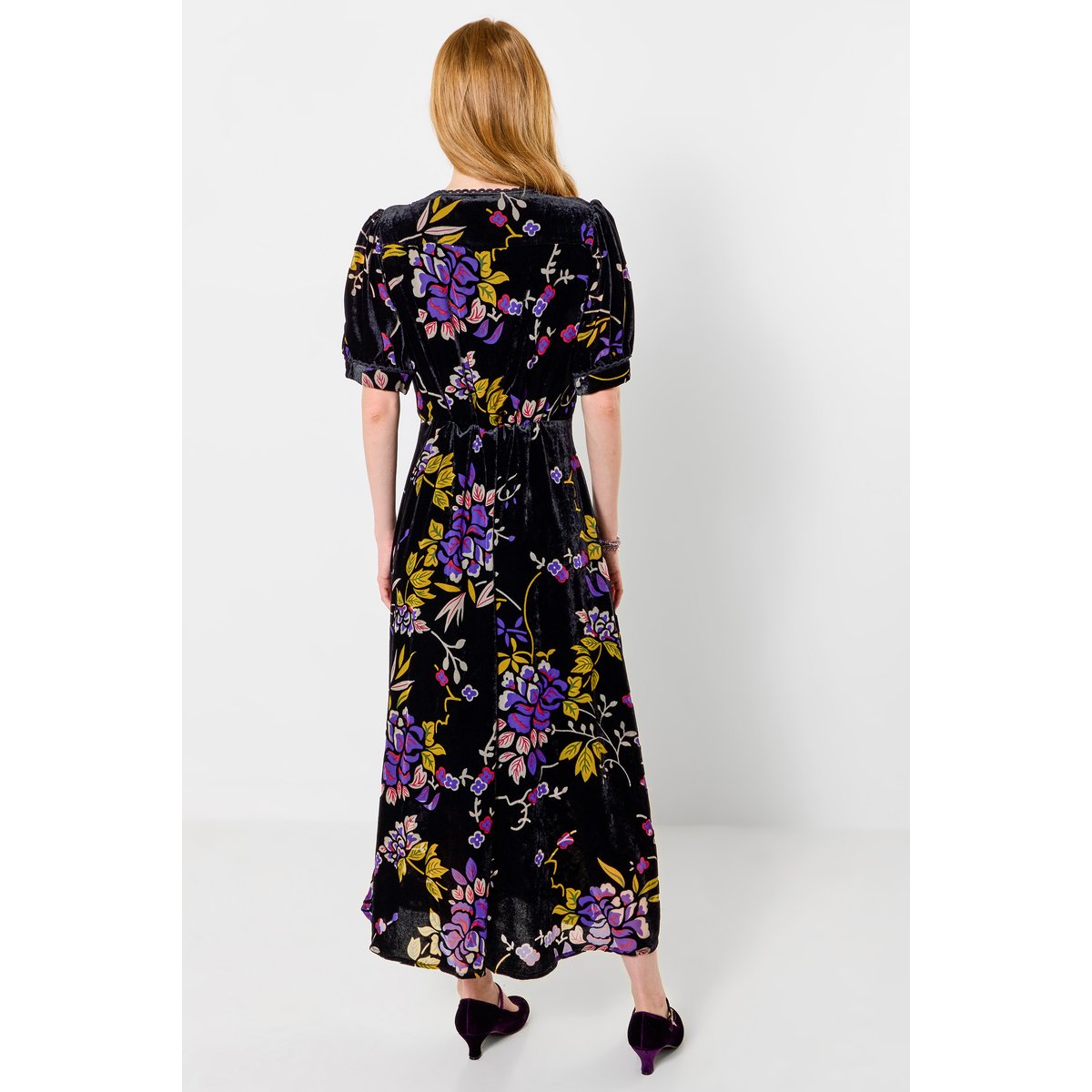 Ravissante Robe Boutonnée en Velours Dévoré noir, JOE BROWNS