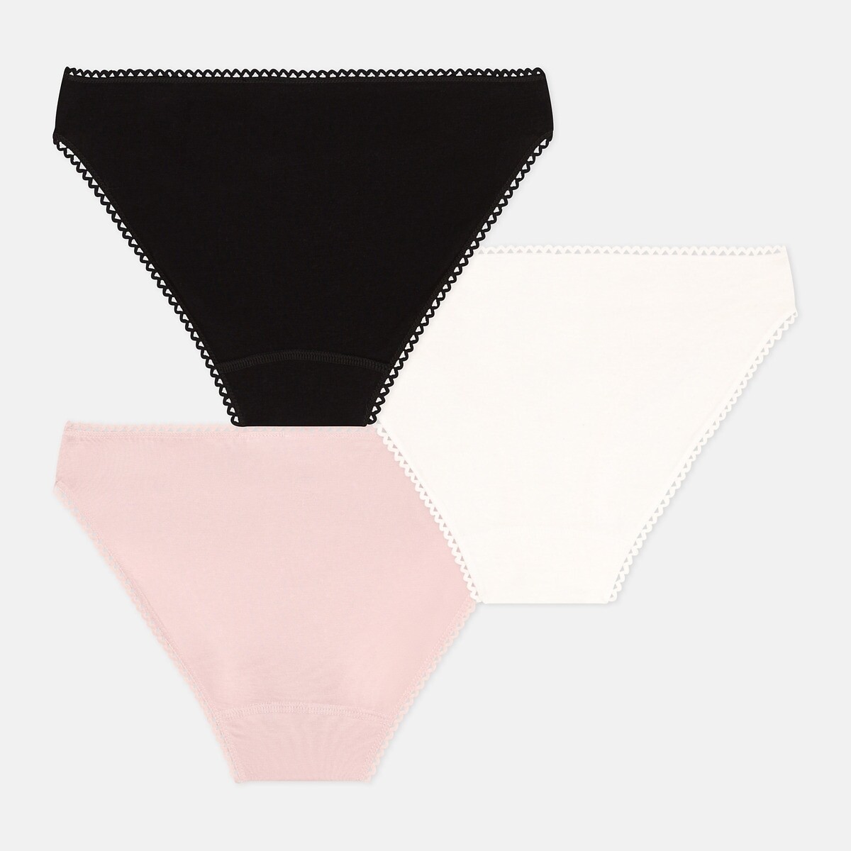 Confezione da 3 culotte in cotone bianco+nude+nero, PETIT BATEAU