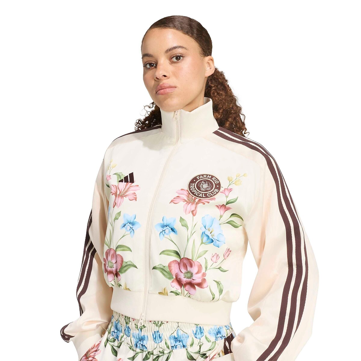 Veste zippée FARM RIO beige/imprimé fleurs, ADIDAS SPORTSWEAR