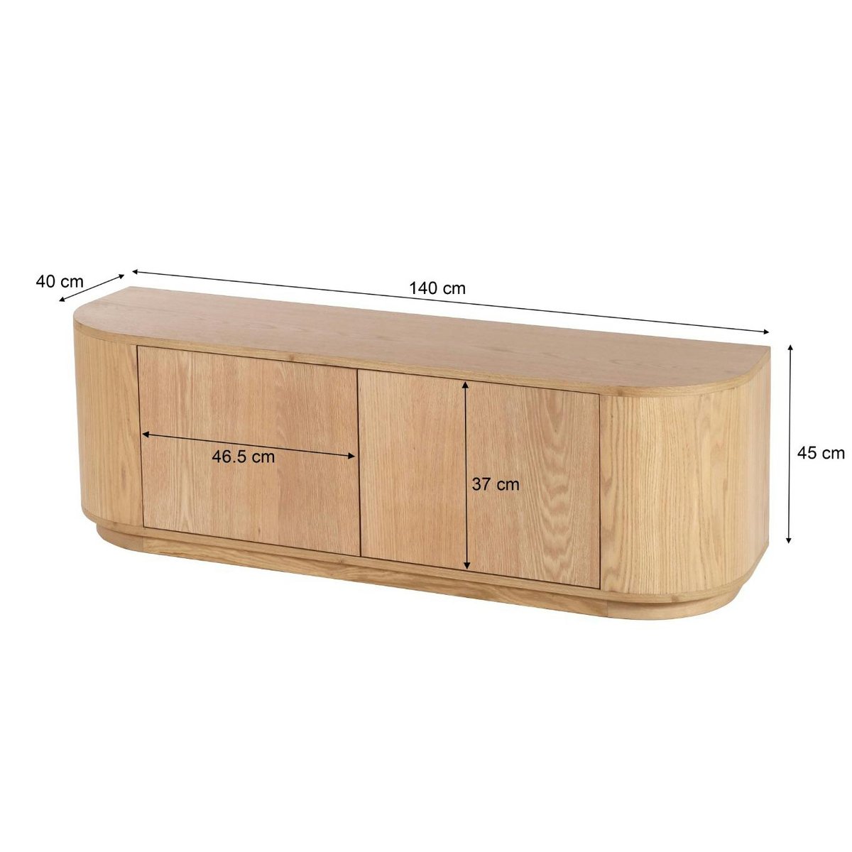 Meuble TV design en chêne, 2 portes LOREN bois clair, PIER IMPORT