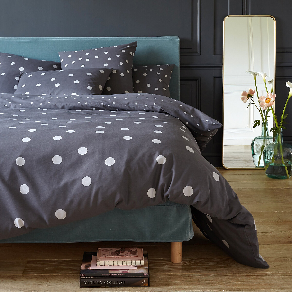 Cache-sommier velours, Velvet bleu nuit, LA REDOUTE INTERIEURS