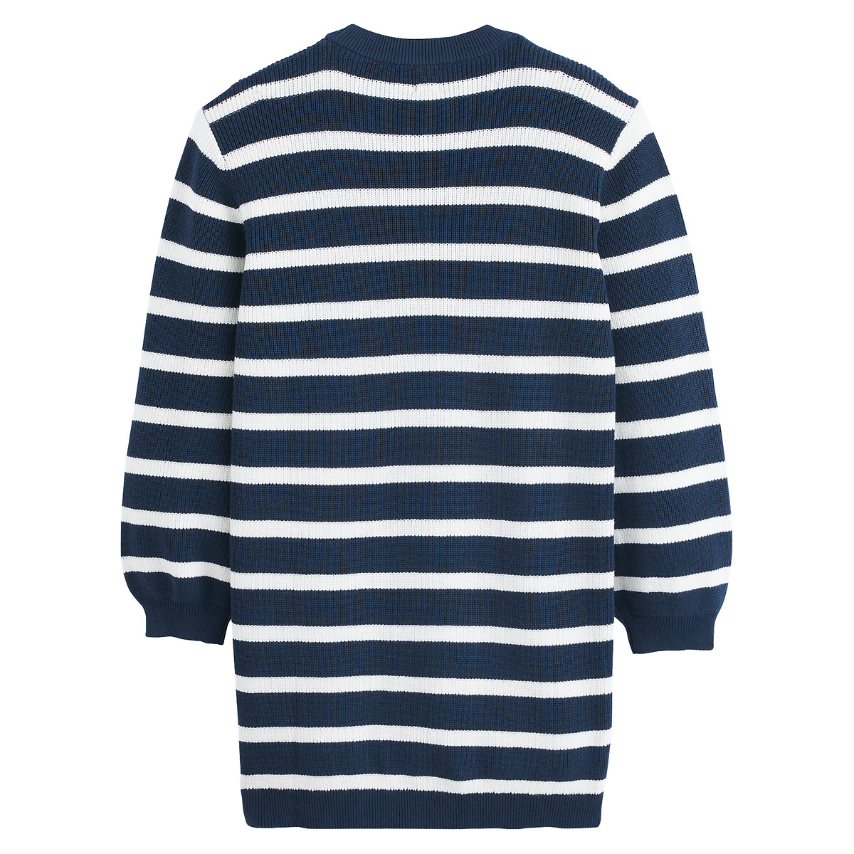 Striped Jumper Dress with Long Sleeves navy blue/ecru, LA REDOUTE COLLECTIONS