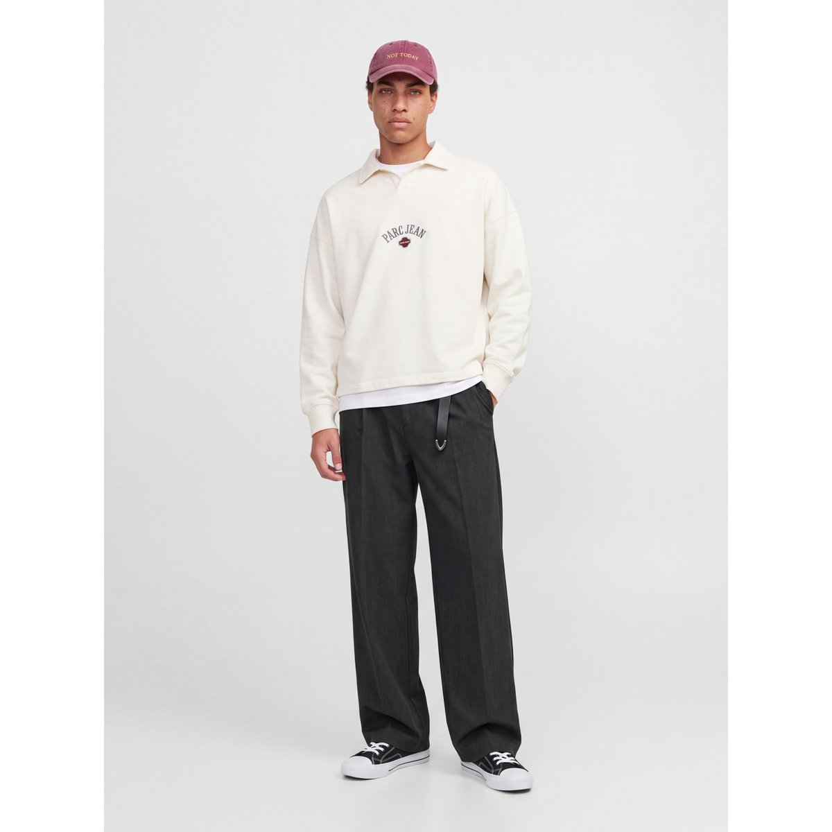 Pantalon Ample dark grey melange 1, JACK & JONES