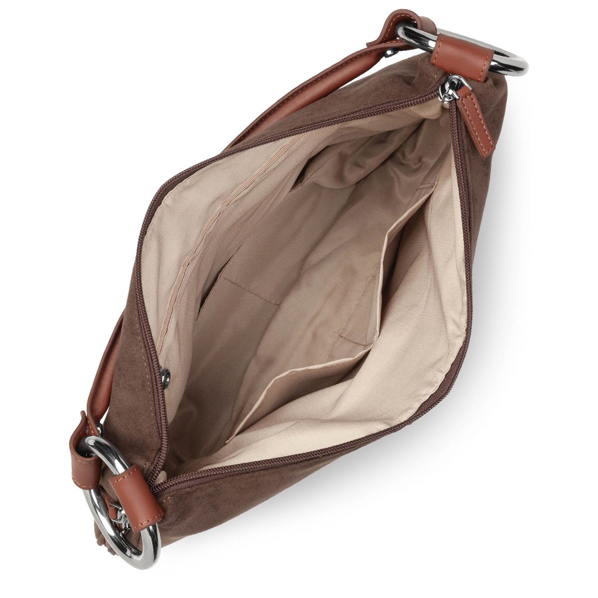 Sac à main zippé HANDLE SUÉDINE marron, SEQUOIA