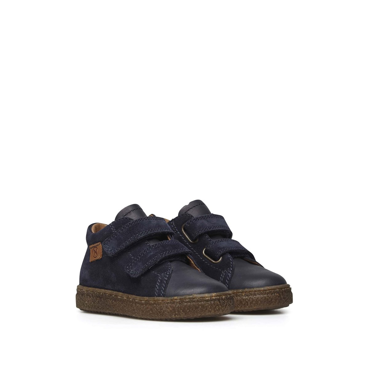 Baskets En Cuir Nappa Et Daim Albus Vl marine, NATURINO