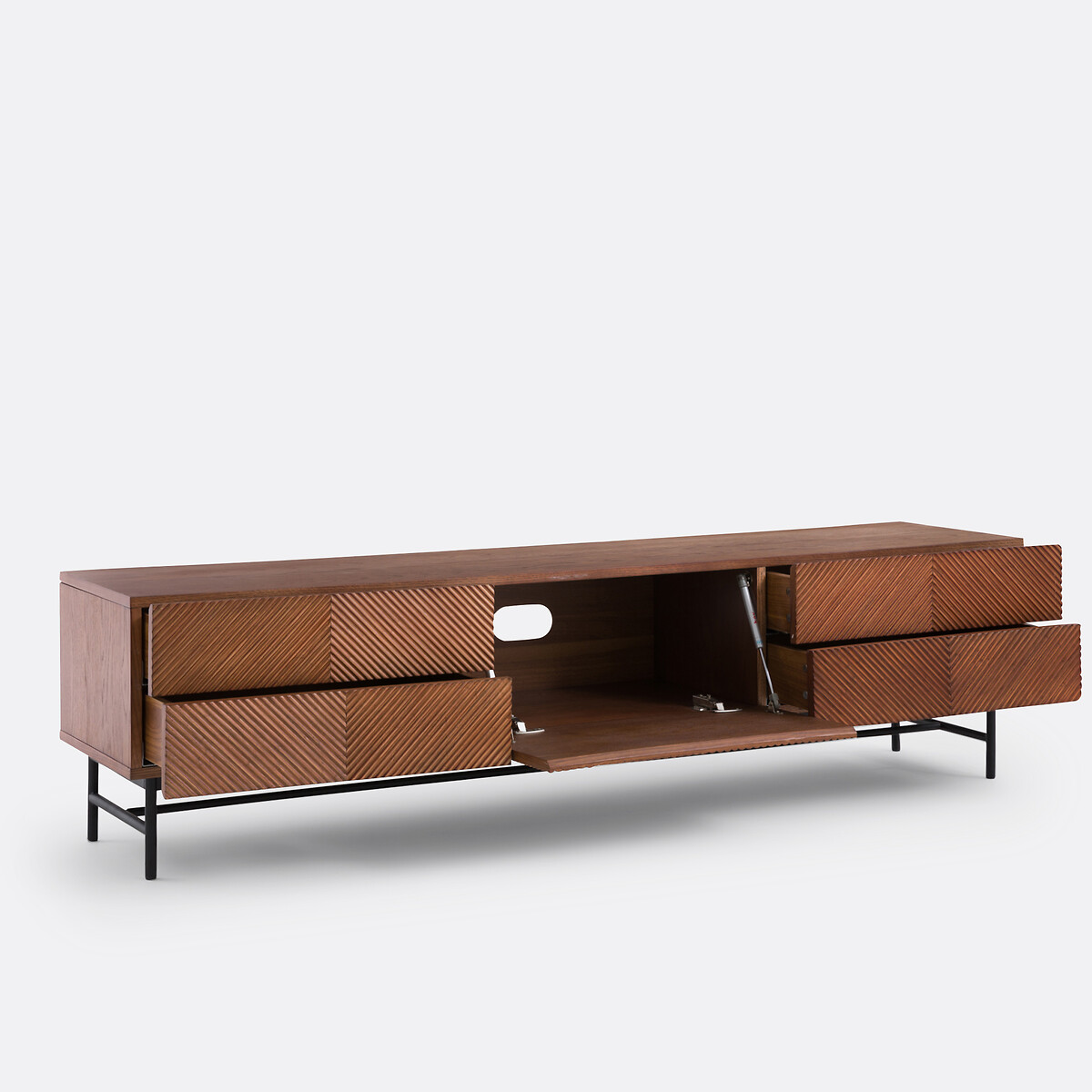 Jerem 180cm Textured Front Walnut Stained TV Unit walnut color stained, LA REDOUTE INTERIEURS