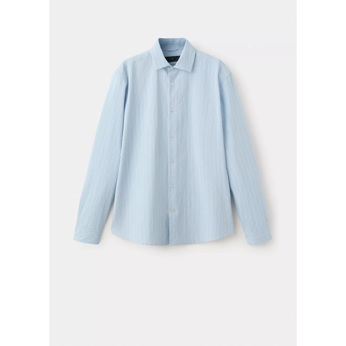 Chemise rayures tennis effet froissé bleu ciel, MANGO MAN