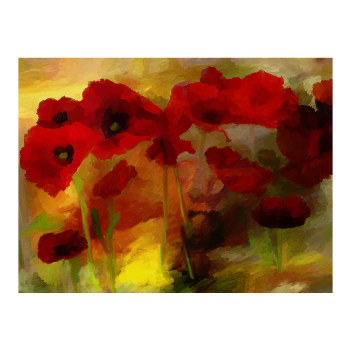 Papier peint intissé panoramique Fleurs Poppies in warm tone multicouleur, EDEN