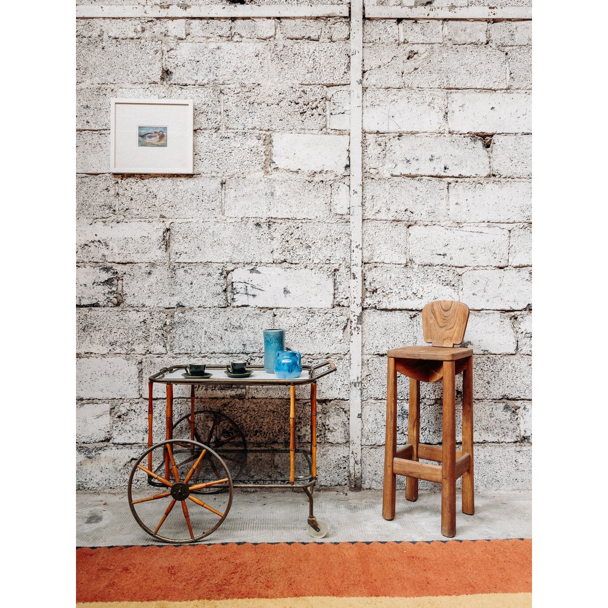 Tabouret de bar en orme Gaston N°98 - Bon état bois, DEBONGOUT