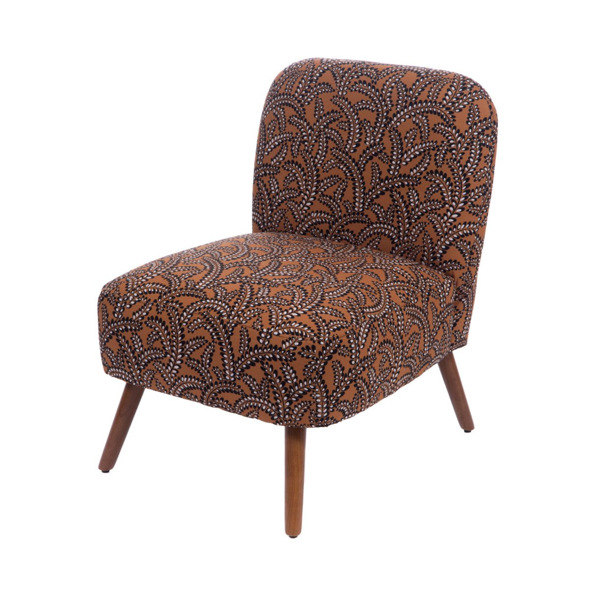 Fauteuil en tissu bleu marine Bucolique jaune, AMADEUS