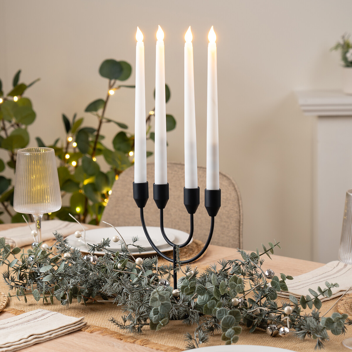20.5cm Black 4-Arm Candle Holder black, SO'HOME