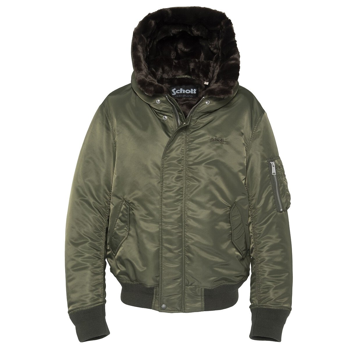 Bomber unisexe, à capuche, AIVEWOOD kaki, SCHOTT